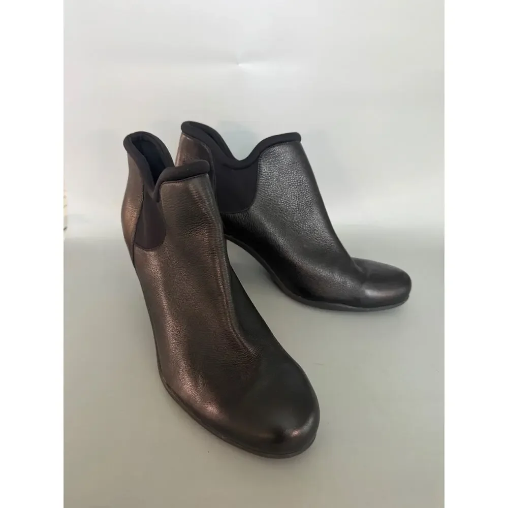 Womens Clarks Artisan Boots Size 12 Black Leather Ankle Boot with Block Heel (B)